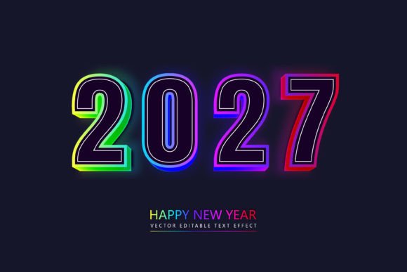 2027 Happy New Year Neon Sign Text: A Modern Design Essential