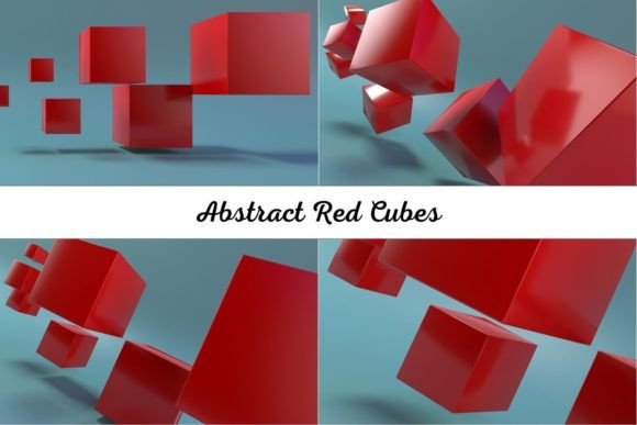 Abstract Red Cubes: A Versatile Set of 3D Geometric Backgrounds