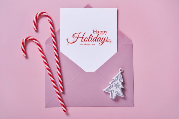 Christmas Card Mockup on Pink 3