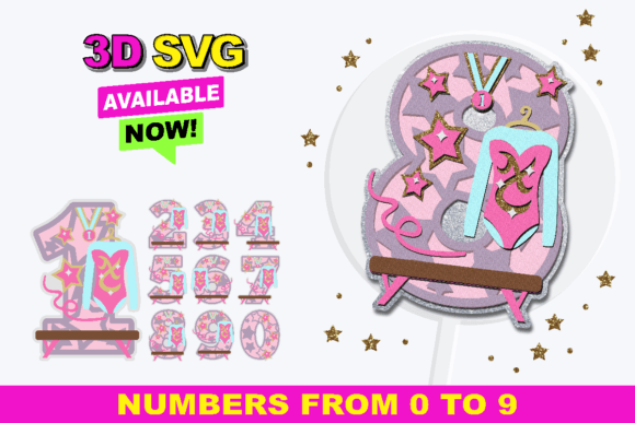 Gymnastics Numbers: 3D SVG Designs for Crafting