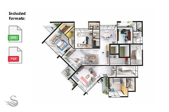 Highly Detailed 3 Bedroom Family Home: A Comprehensive Guide to Axonometric Floor Plan 3D Rendering