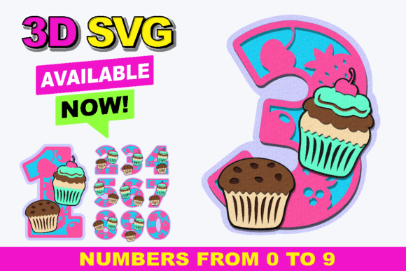 Muffin Numbers: A Creative 3D SVG Collection for All Your Design Needs