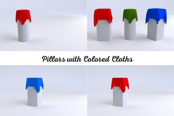 Pillars with Colored Cloths: A Versatile 3D Design Asset