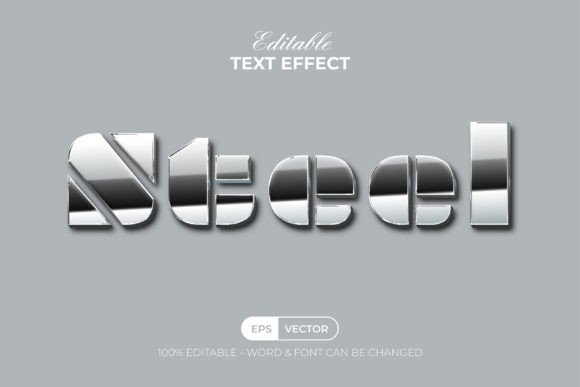 Steel Text Effect Shiny Style