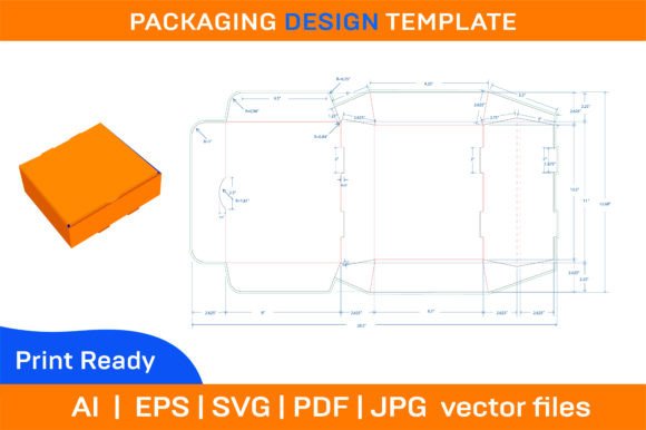 Without Glue Resizable Food Box Dieline